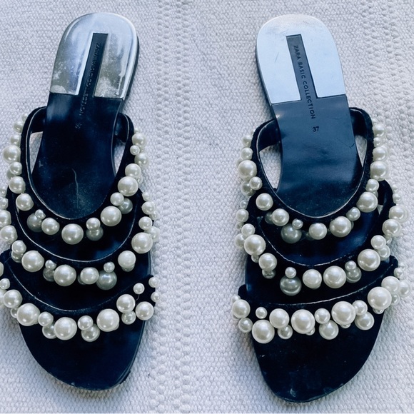 Zara Shoes - Zara pearl sandals size 37